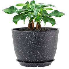 UOUZ 12-inch planter front view showing black speckles and matte finish for stylish decor