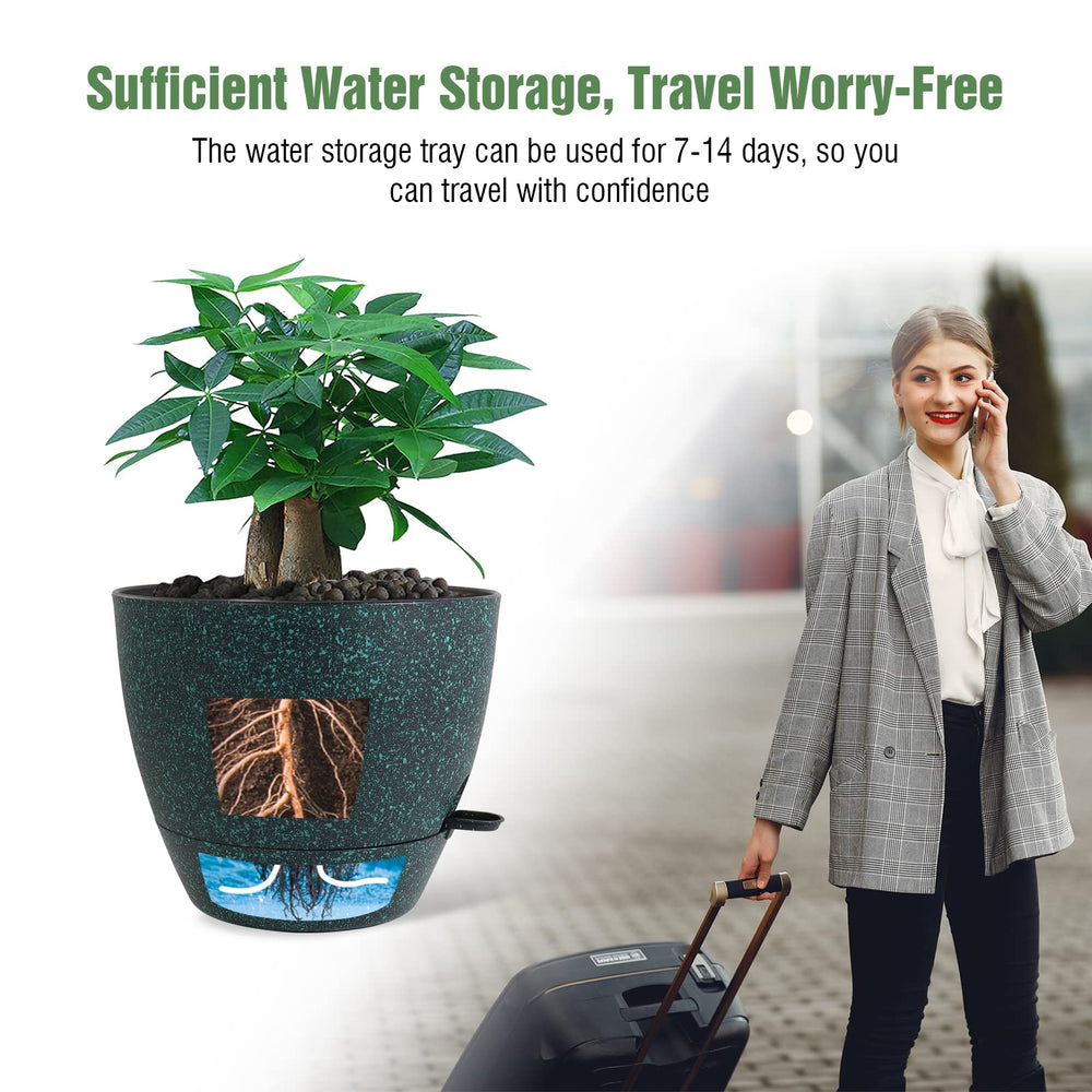 UOUZ planter next to hand showing size and easy handling for apartment gardeners