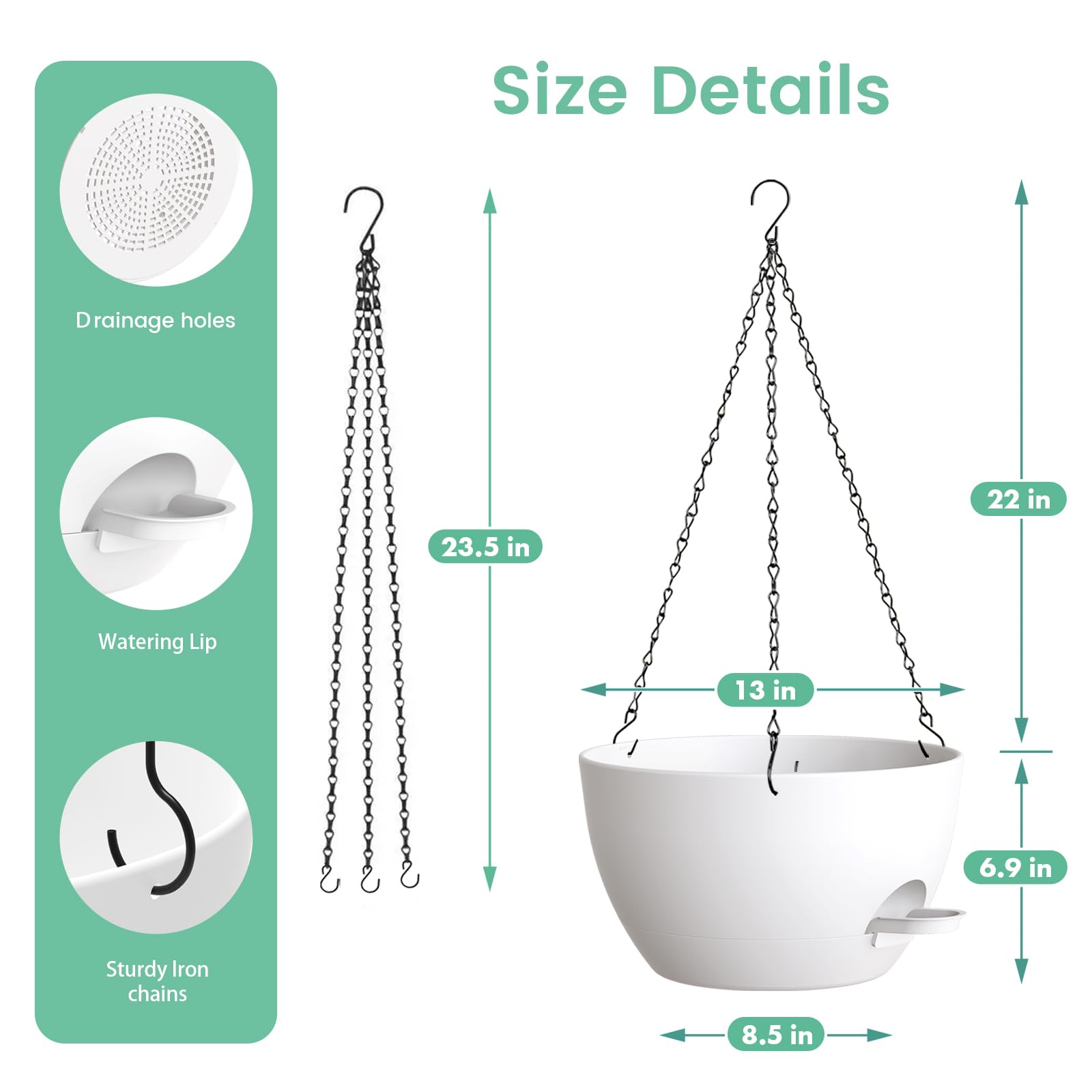UOUZ included chains and S-hooks demonstrating secure, rust-resistant hanging hardware