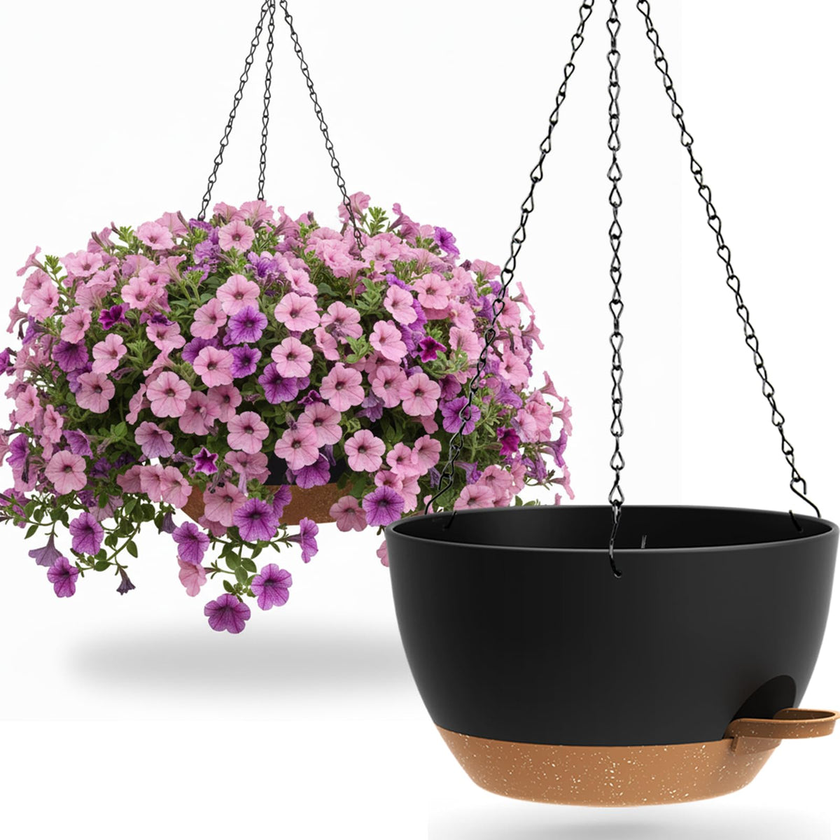 UOUZ front view of two hanging planters showing modern look and space saving