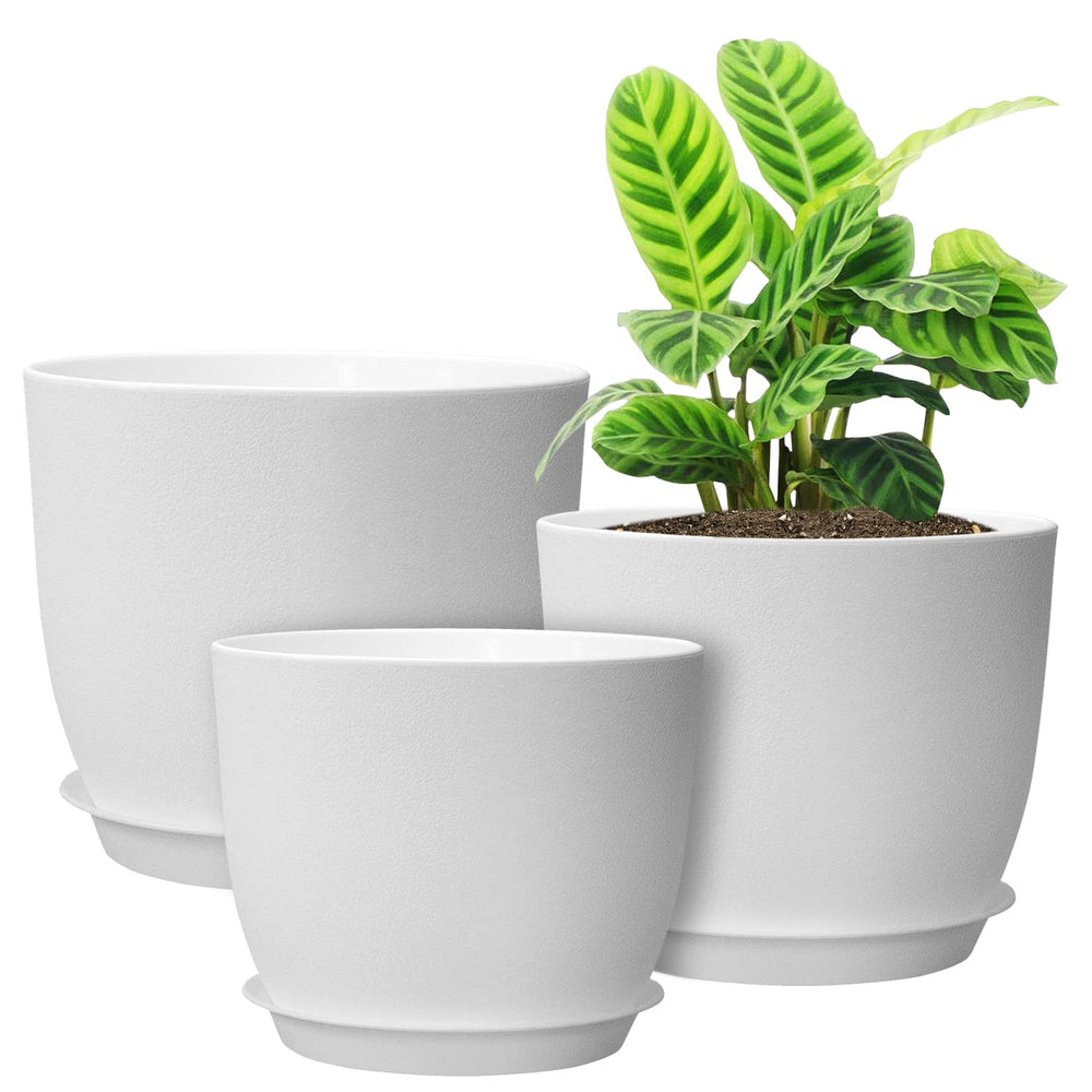 UOUZ front view of three white pots showing modern clean design and versatility