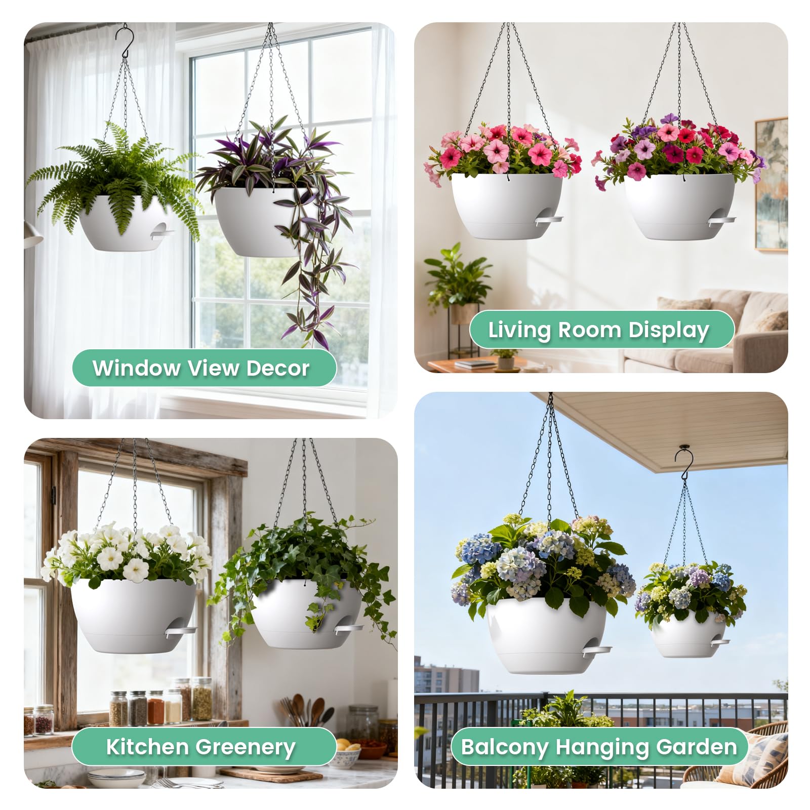 UOUZ hanging planter in use on a porch with pothos offering vertical greenery and shade