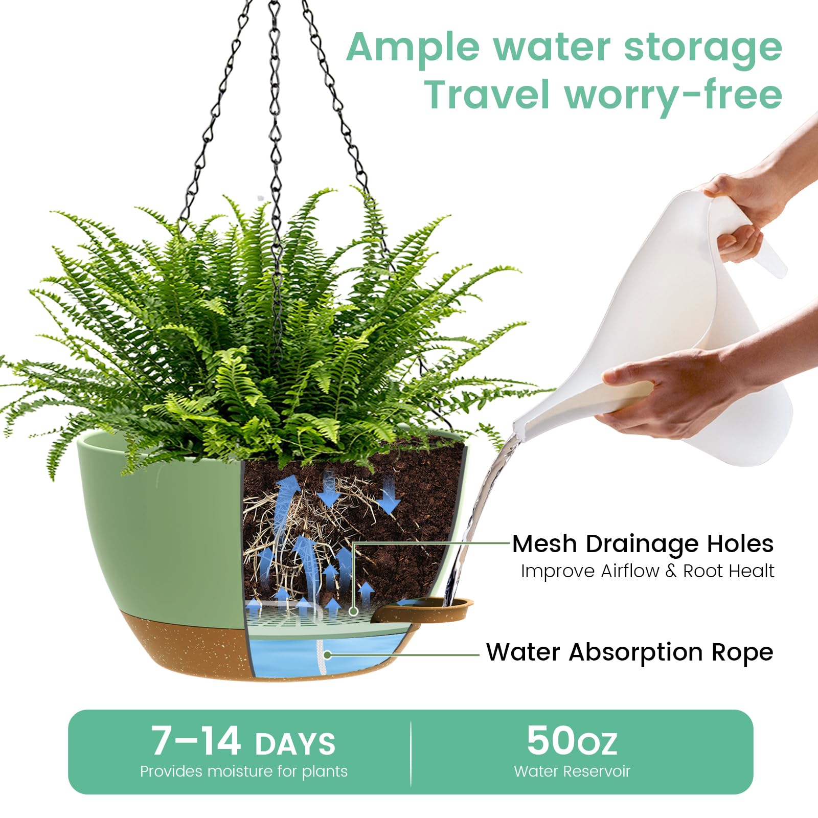 UOUZ removable 50 oz reservoir out of pot showing easy refill and cleaning benefit