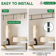 Uoveya ceiling installation with hooks highlighting secure overhead mounting