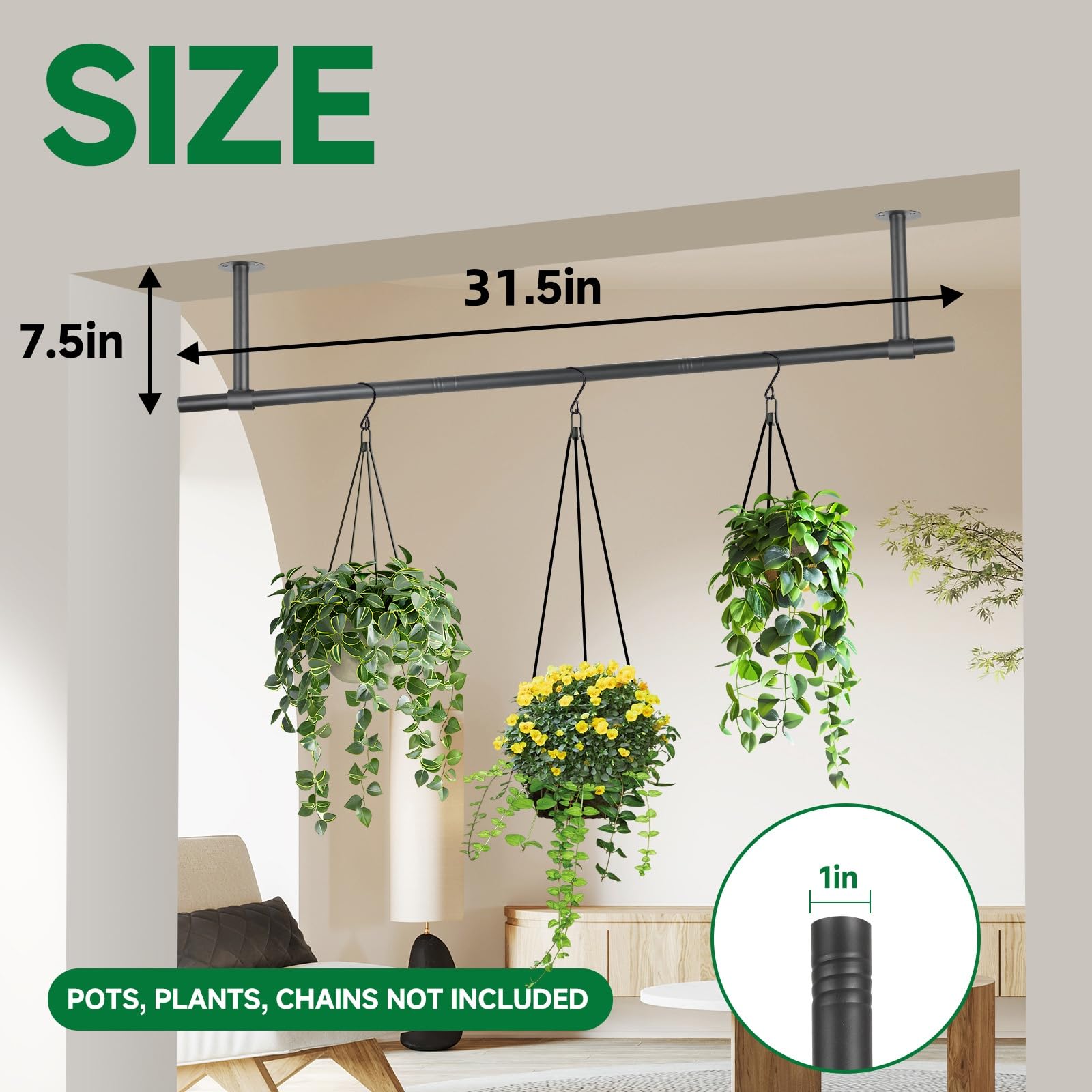 Uoveya ceiling installation detail with chain attachments highlighting secure suspension