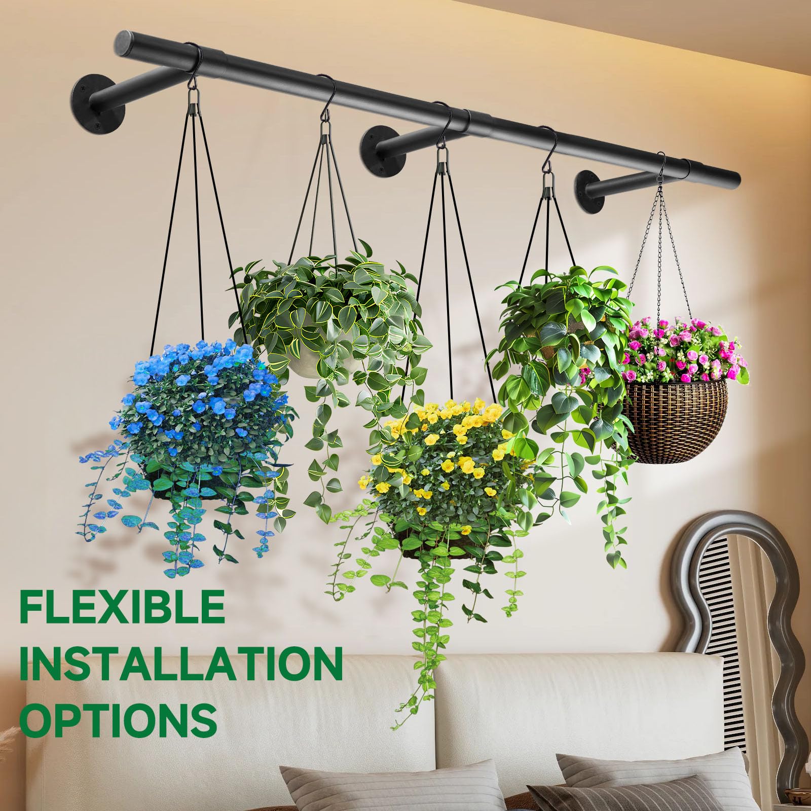 Uoveya lifestyle kitchen display with trailing plants showing decorative impact