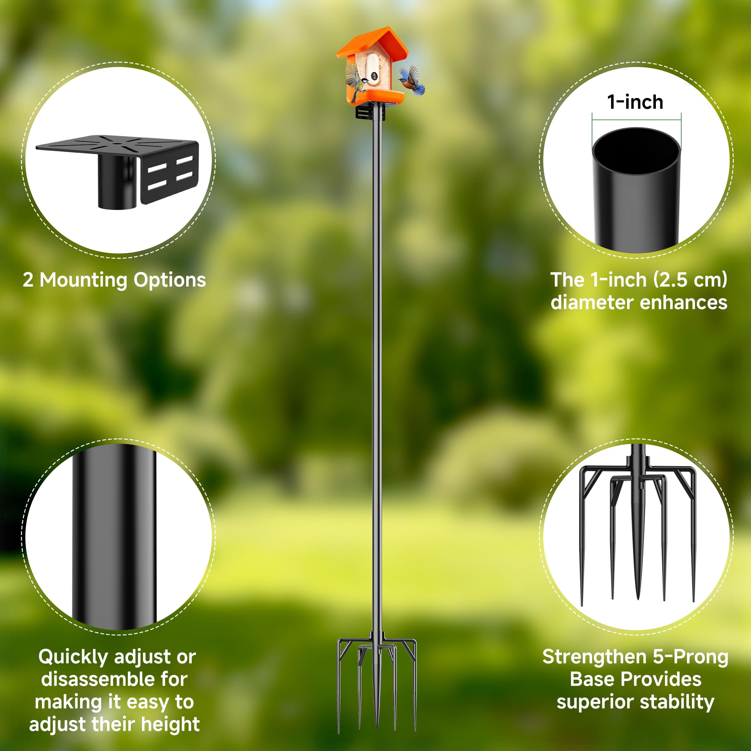 Uoveya pole fully extended to show height, adjustable for different bird species