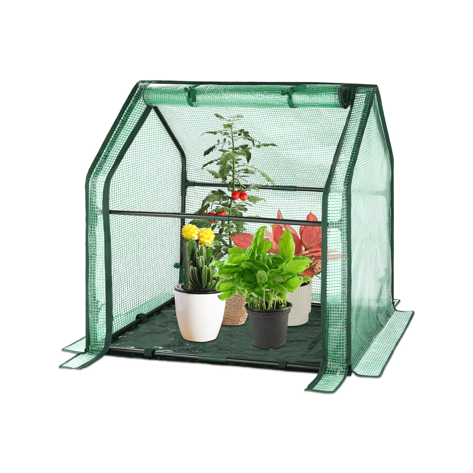 U'Artlines front view of compact greenhouse showing protected plants and space saving