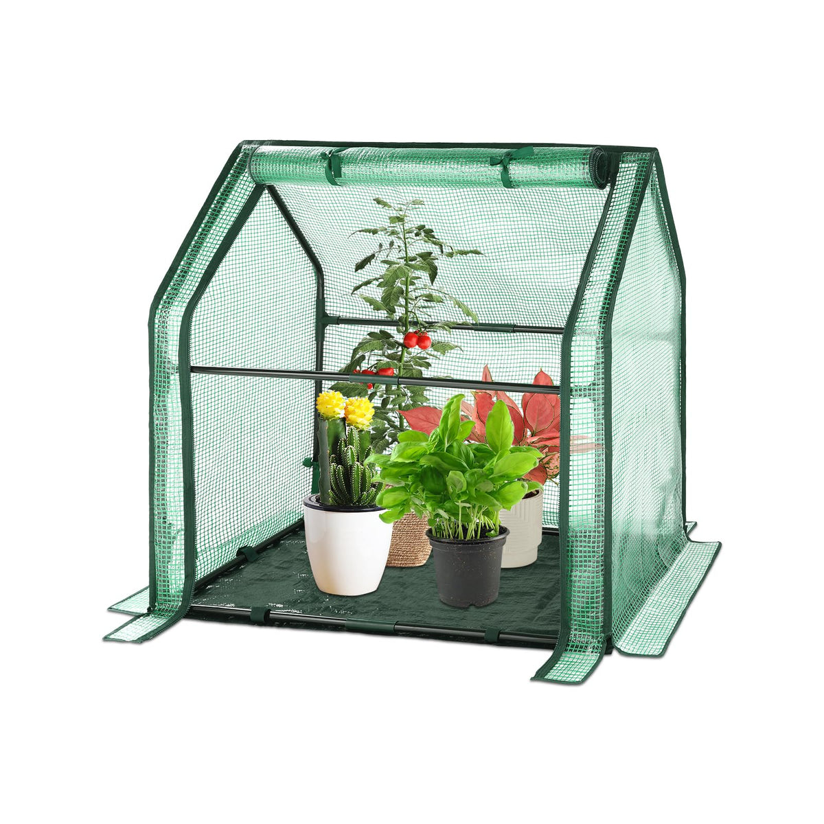 U'Artlines front view of compact greenhouse showing protected plants and space saving