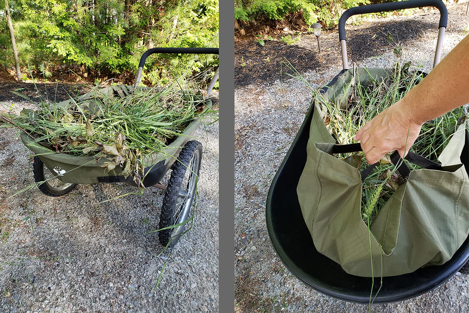UpBloom unloading action with liner tipped for effortless dumping