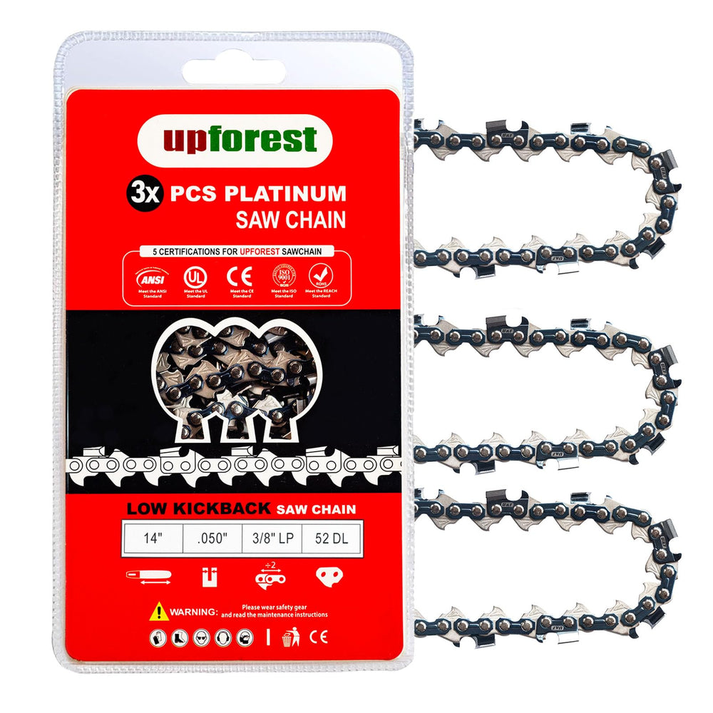 UPFOREST 14" chain front view showing packaging and ready-to-install fit
