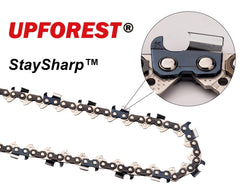UPFOREST rivet and link detail demonstrating hardened rivets for reduced wear and strength