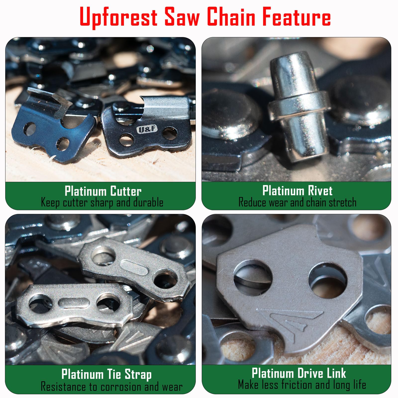 UPFOREST chain mounted on an Echo saw demonstrating fit and compatibility