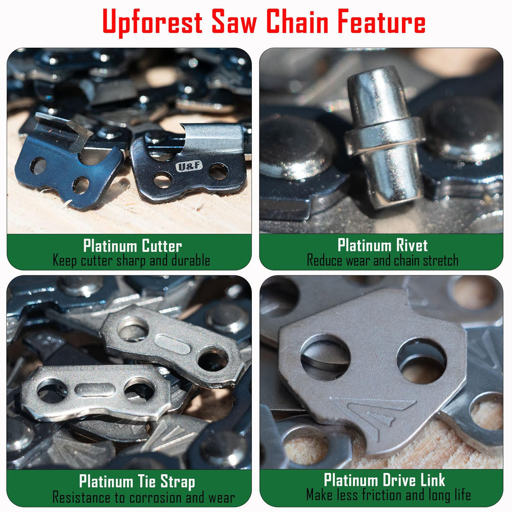 UPFOREST chain mounted on an Echo saw demonstrating fit and compatibility