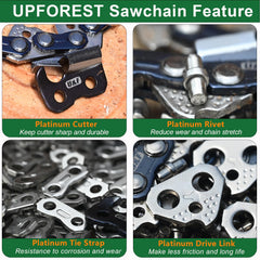 UPFOREST chain beside ruler showing 18-inch scale for accurate size confirmation