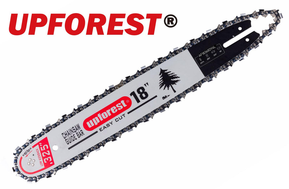 UPFOREST guide bar rail close-up displaying smooth groove for consistent chain travel