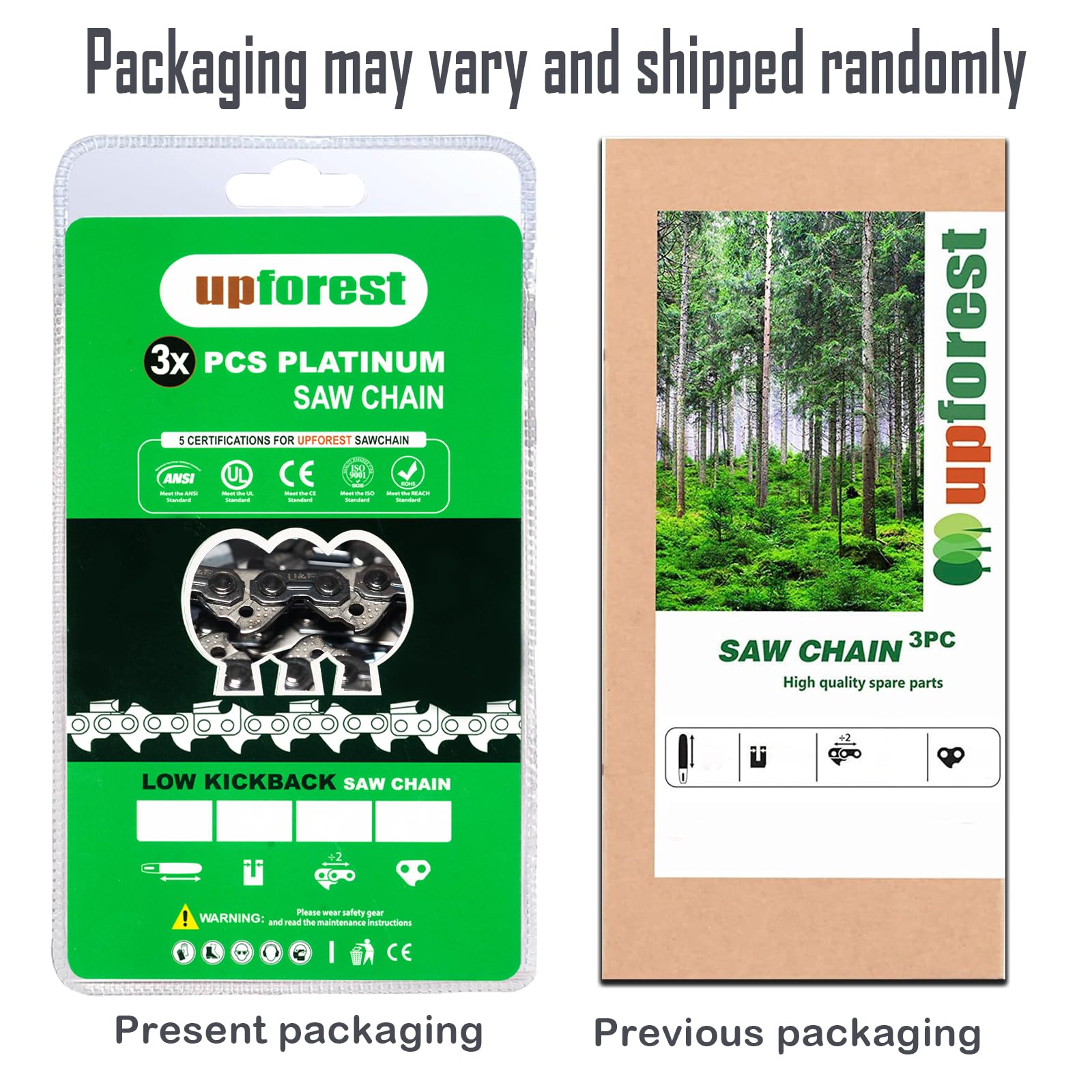 UPFOREST chain on scale showing 72 drive links for correct size verification