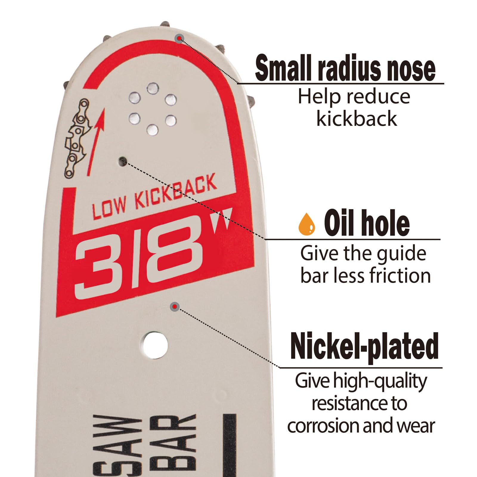 UPFOREST packaged bar and chain with label for identification and specs