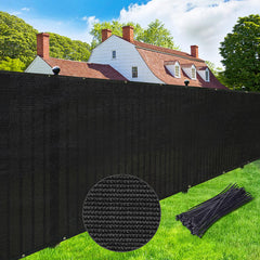 UPGRADE front view of full 6x25 black privacy screen showing clean coverage and curb appeal