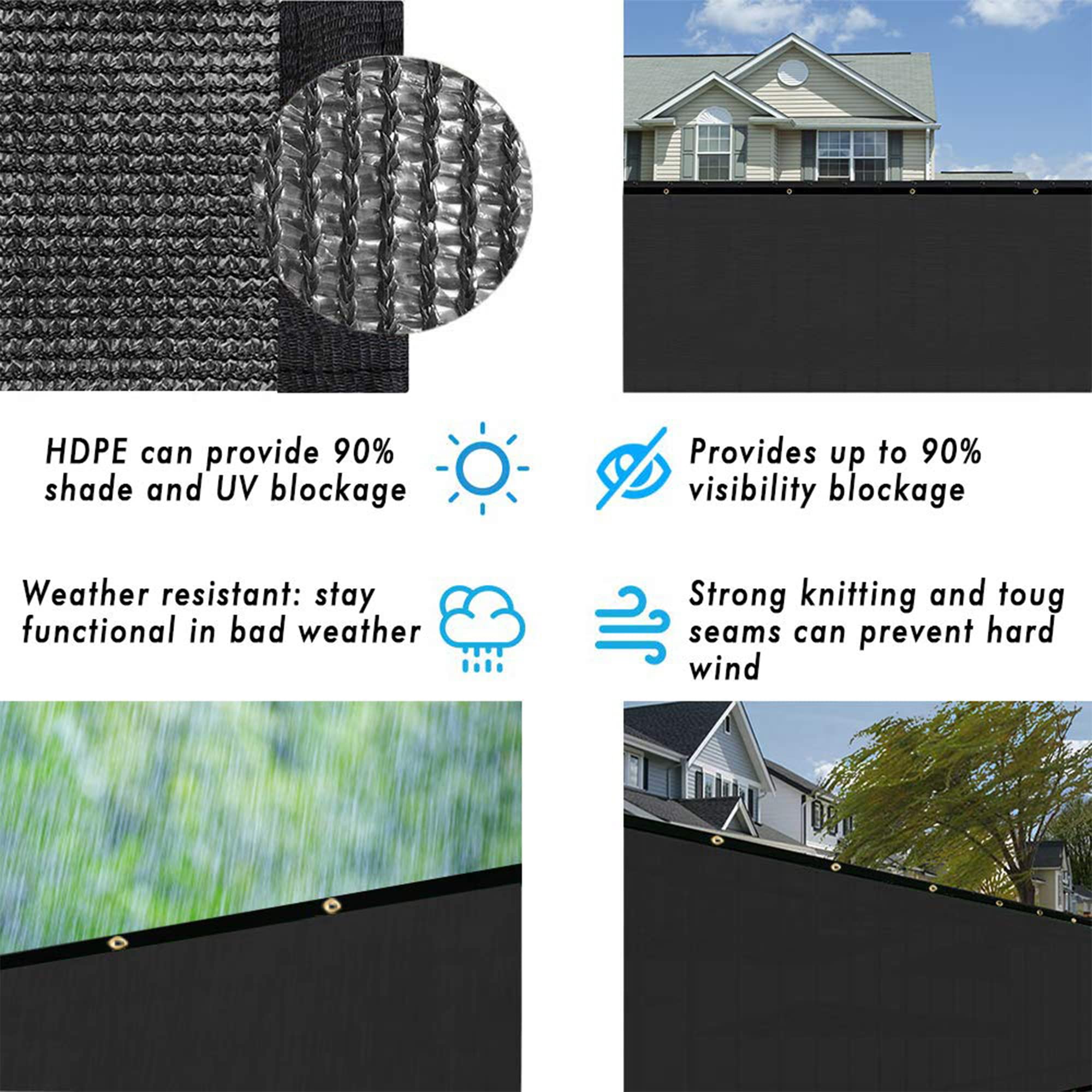 UPGRADE installed on wood fence illustrating strong privacy and neighborhood screening