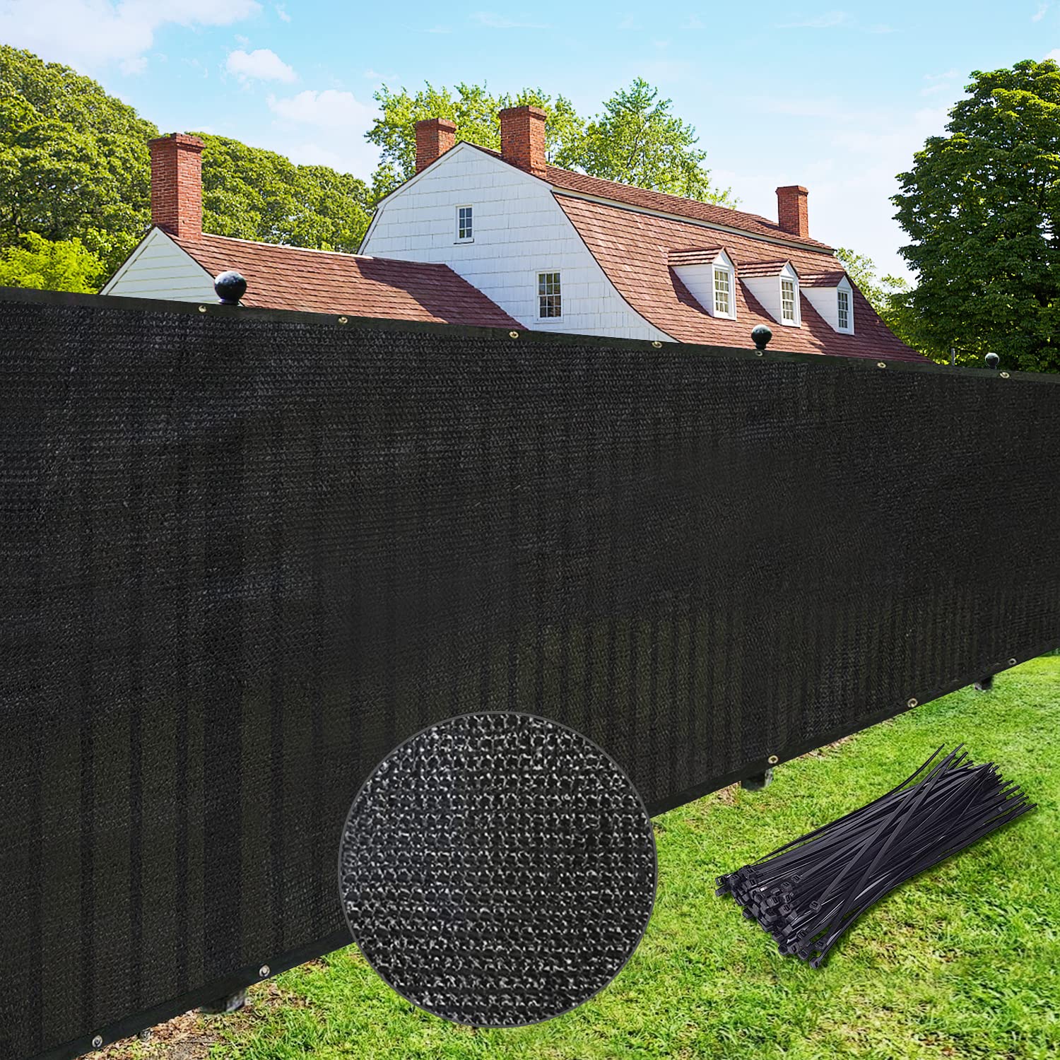 UPGRADE screen in backyard lifestyle scene creating private patio