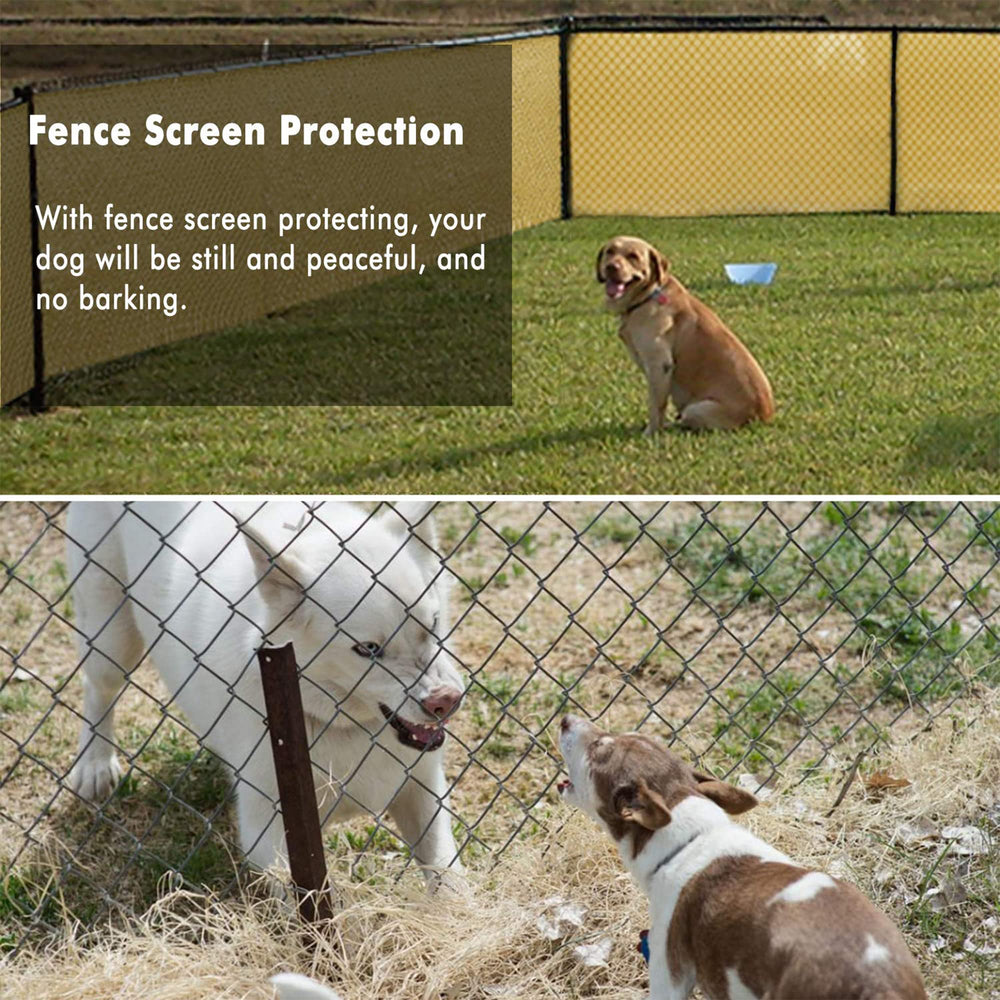 UPGRADE privacy screen next to person showing scale and coverage for fences