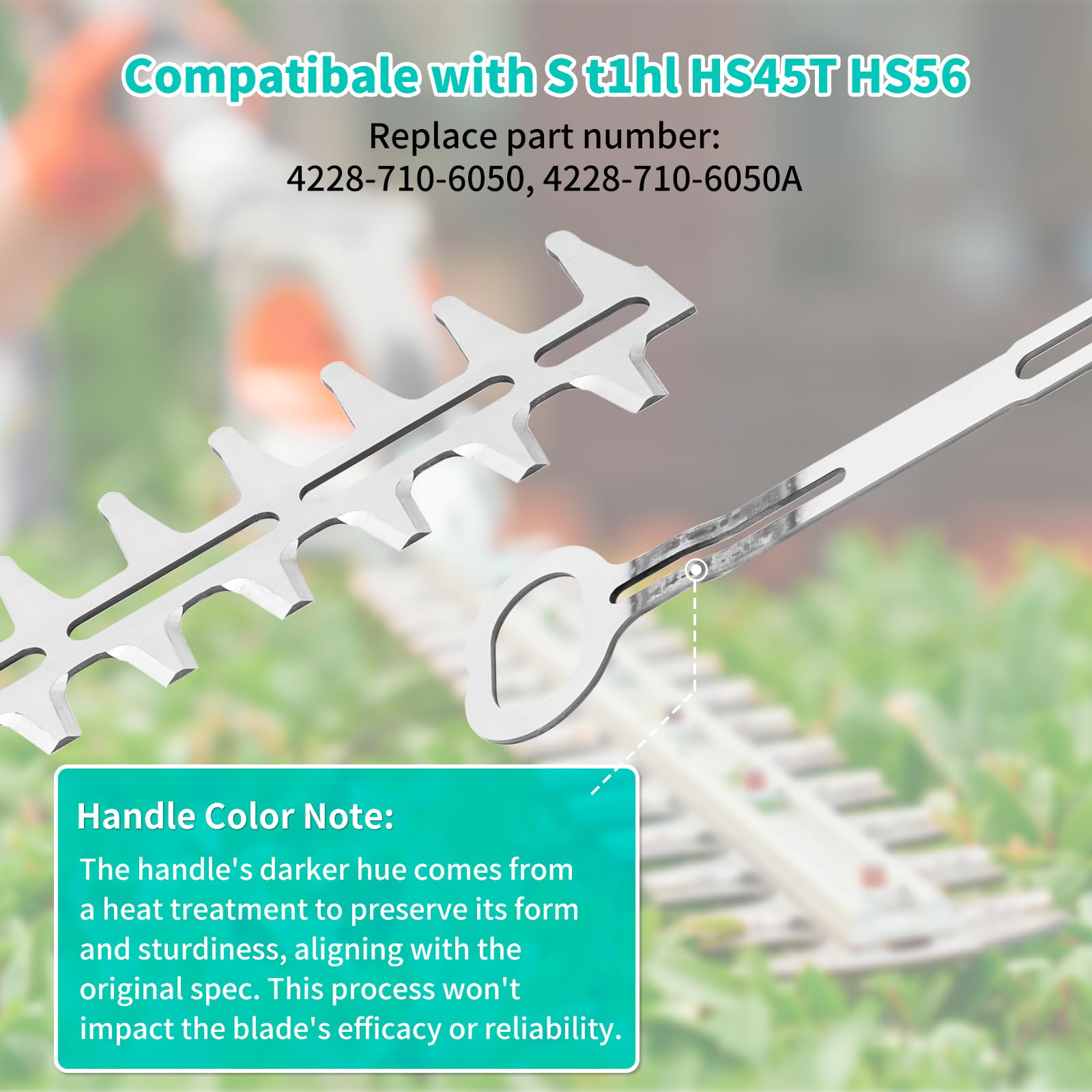 UPOW blades installed on Stihl HS45 cutting hedge demonstrating reliable performance