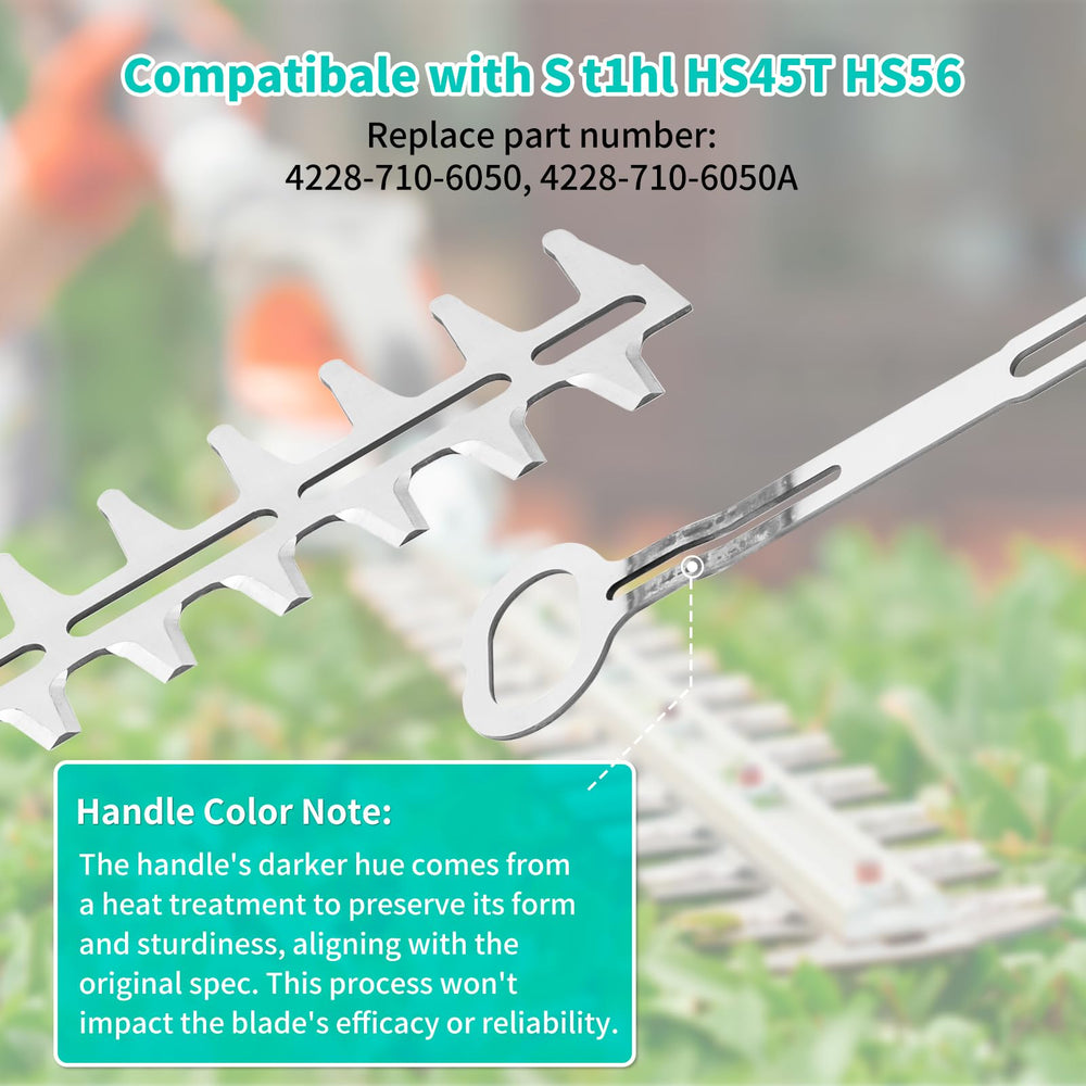 UPOW blades installed on Stihl HS45 cutting hedge demonstrating reliable performance