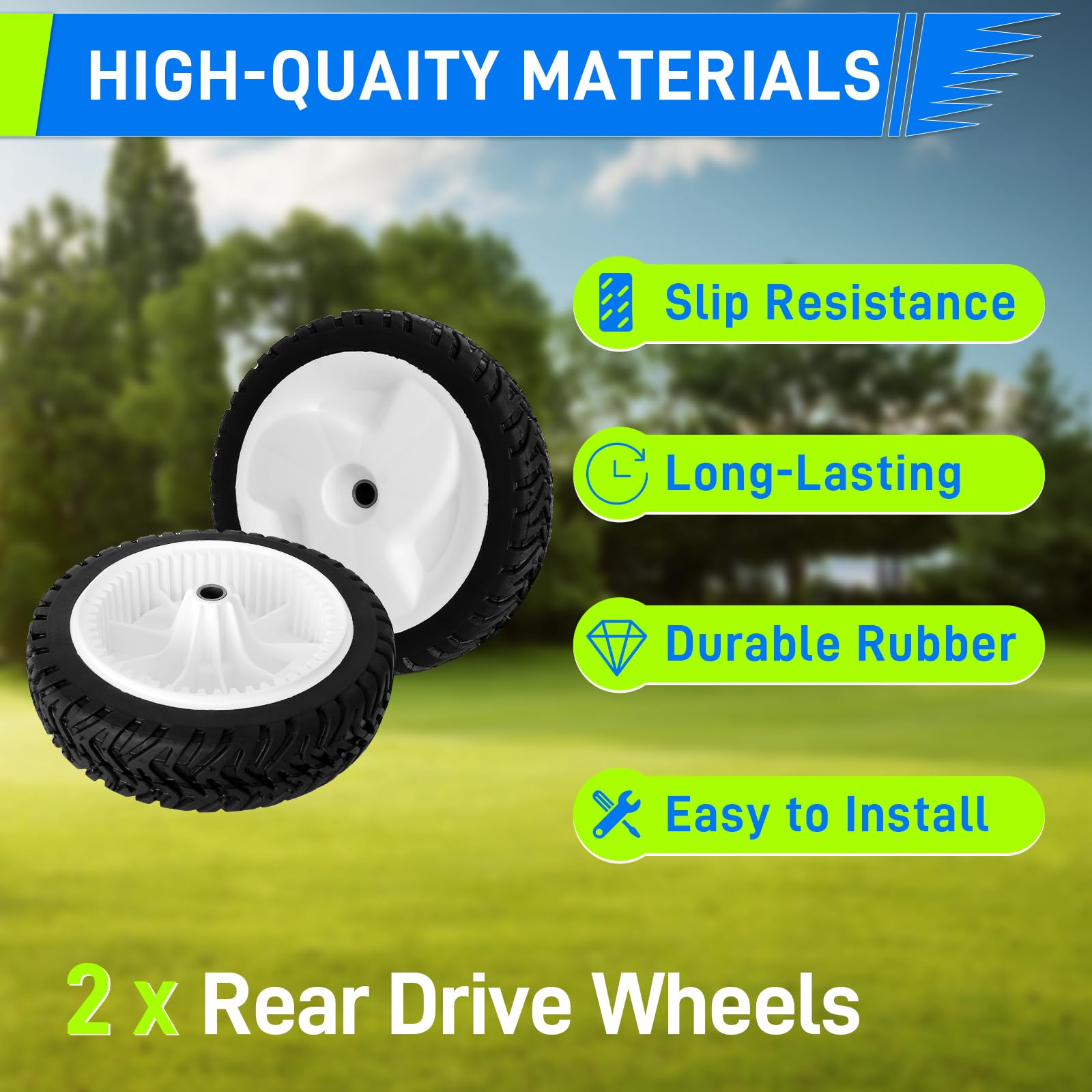 UPOW front drive wheel installed on Toro mower restoring self-propel propulsion