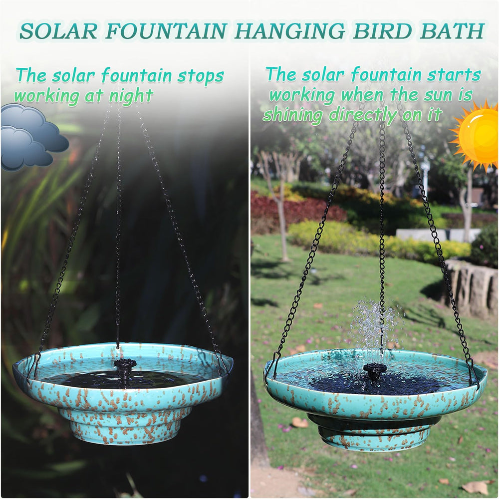 UPSJYJ bird bath hung from a tree branch demonstrating effortless outdoor installation and attraction