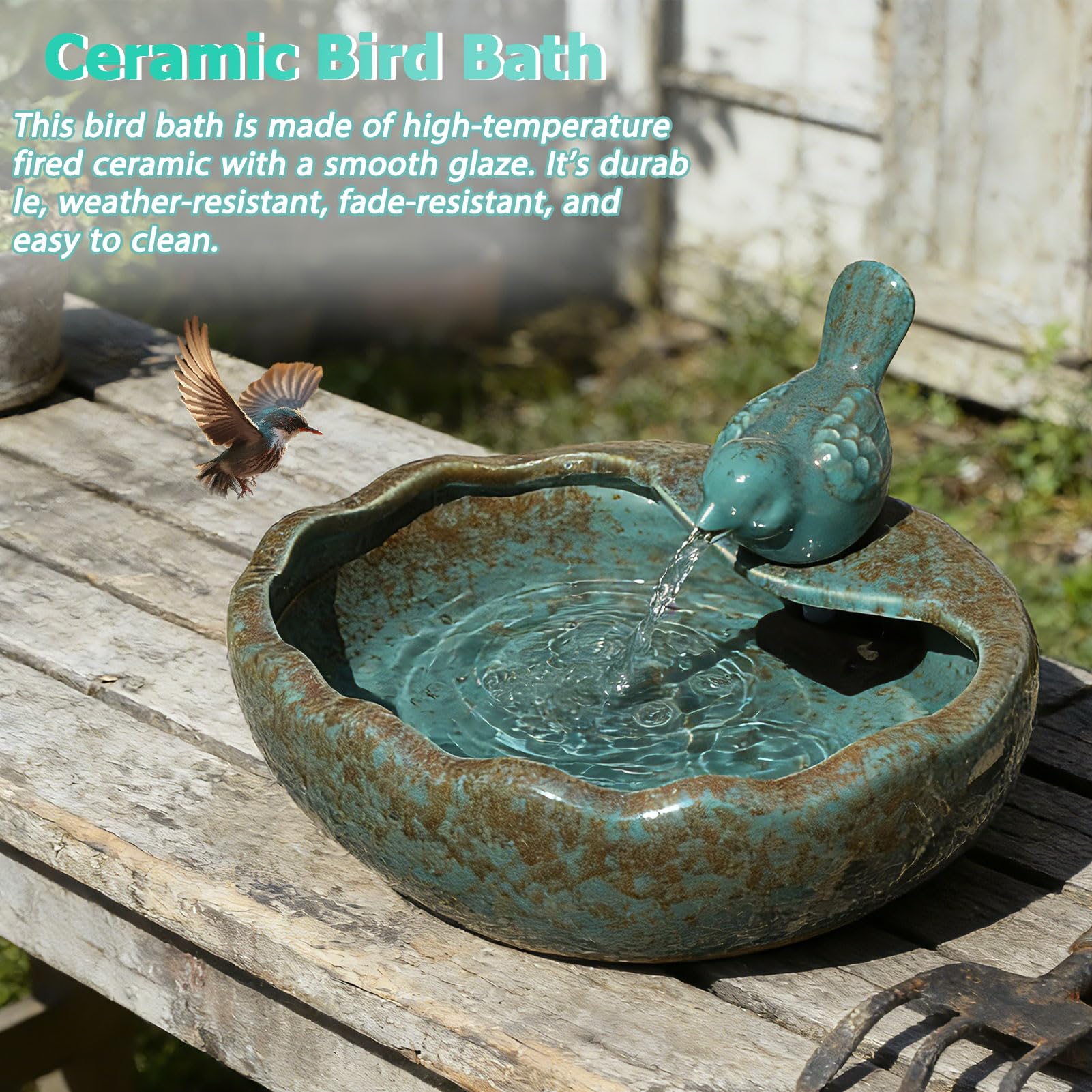 UPSJYJ bird bath placed in garden showing natural integration and charm