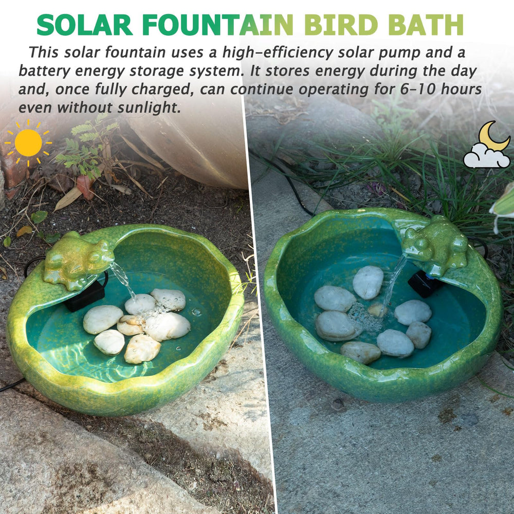 UPSJYJ fountain in use with birds bathing showing wildlife-friendly function
