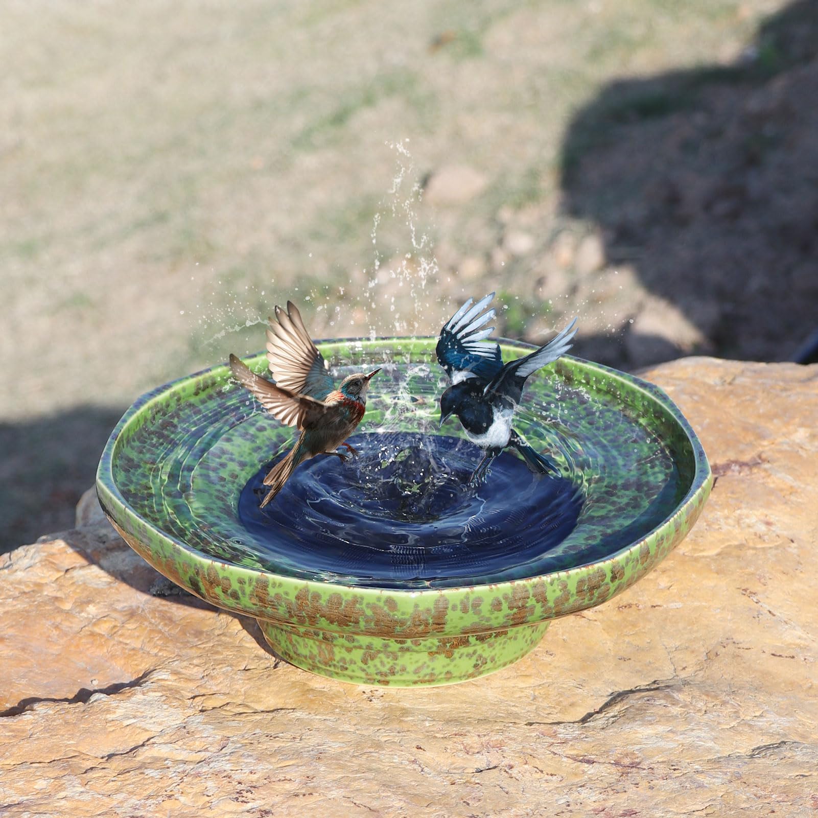 UPSJYJ bird bath placed in garden setting, enhances outdoor ambiance