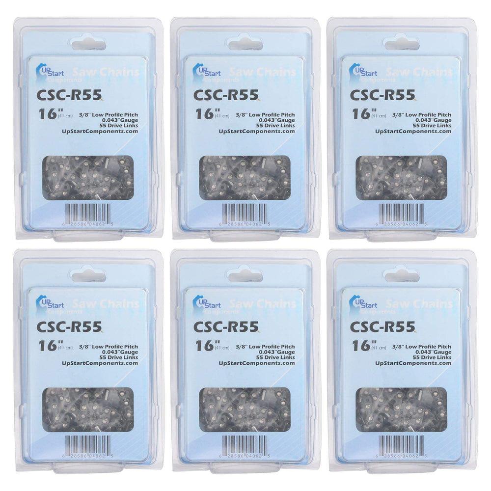 UpStart Components front packaging showing six 16-inch chains and model compatibility for easy storage