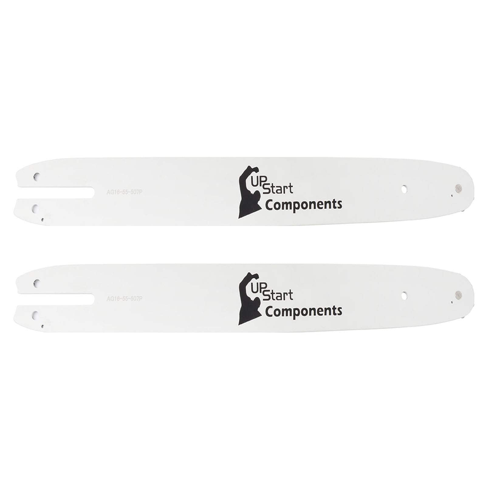 UpStart Components front view of two 16-inch guide bars showing fit and value