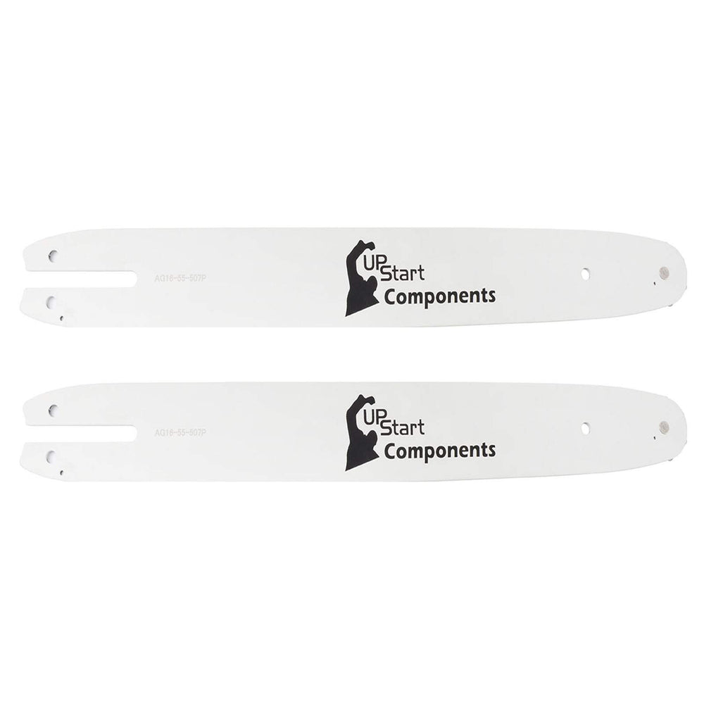 UpStart Components front view of two 16-inch guide bars showing fit and value