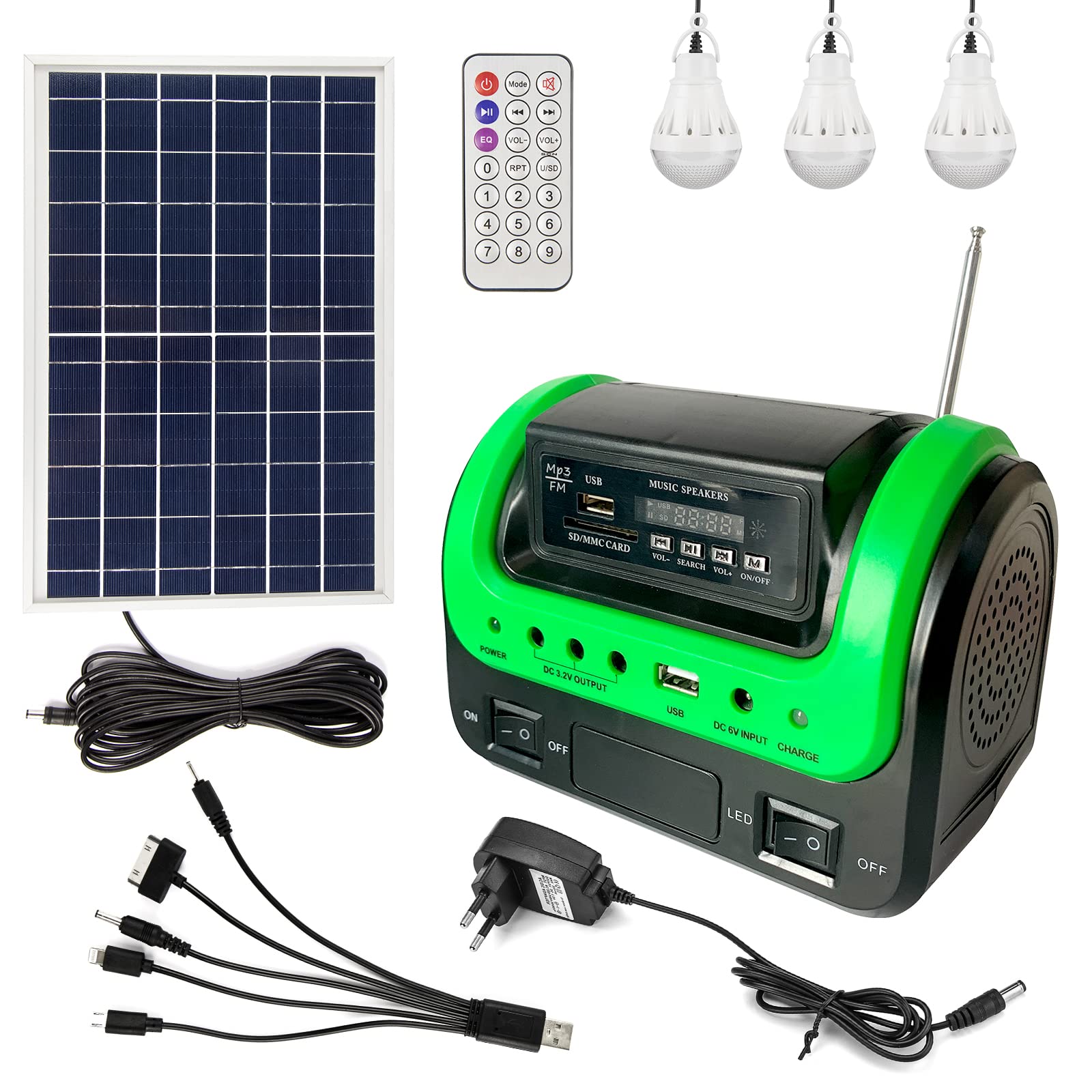 Upusa camping lifestyle setup powering lights and phone at campsite