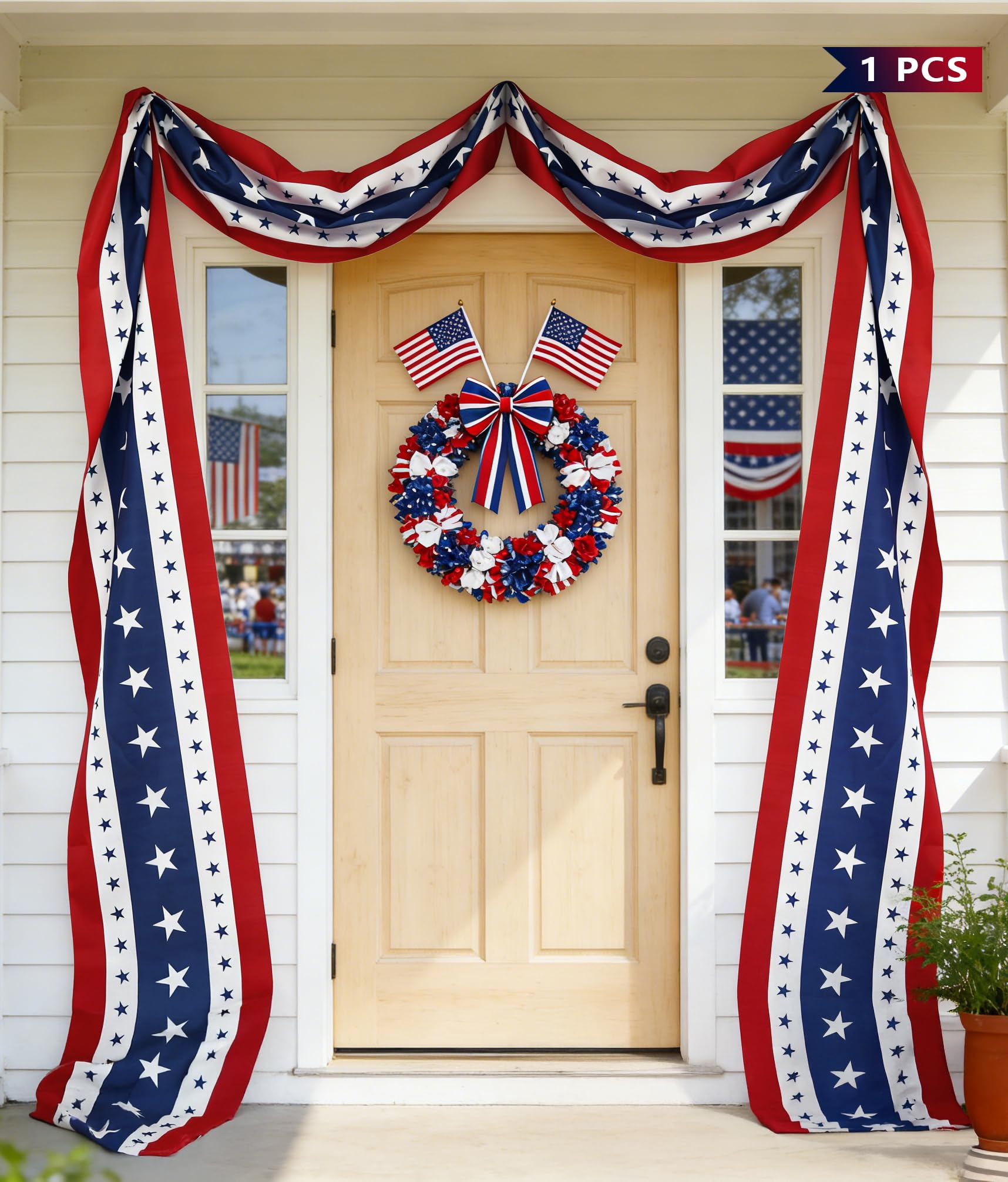 UQJE 25ft bunting front view shows bright flag design and long coverage