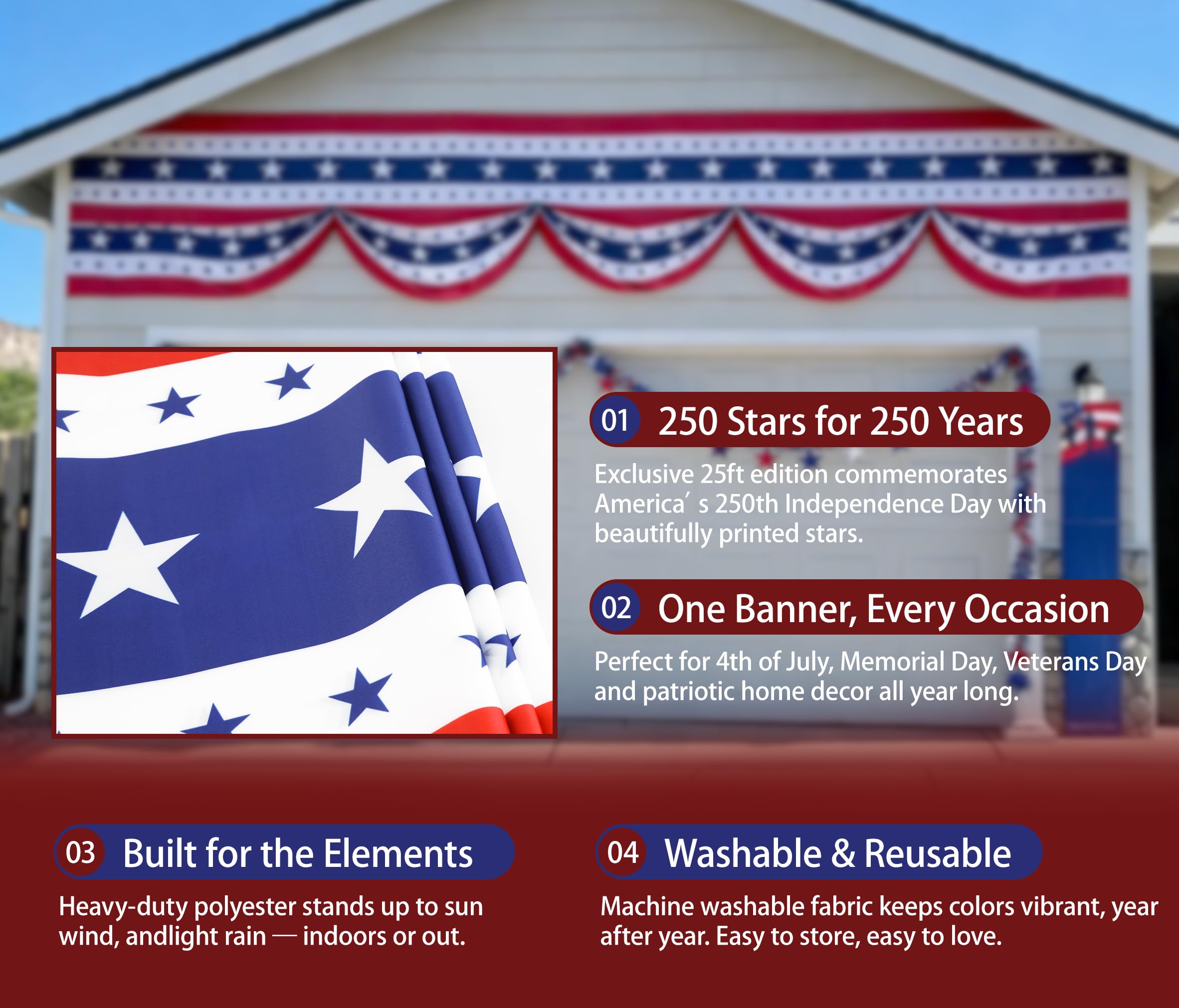 UQJE banner installed on porch demonstrating large-span coverage and curb appeal