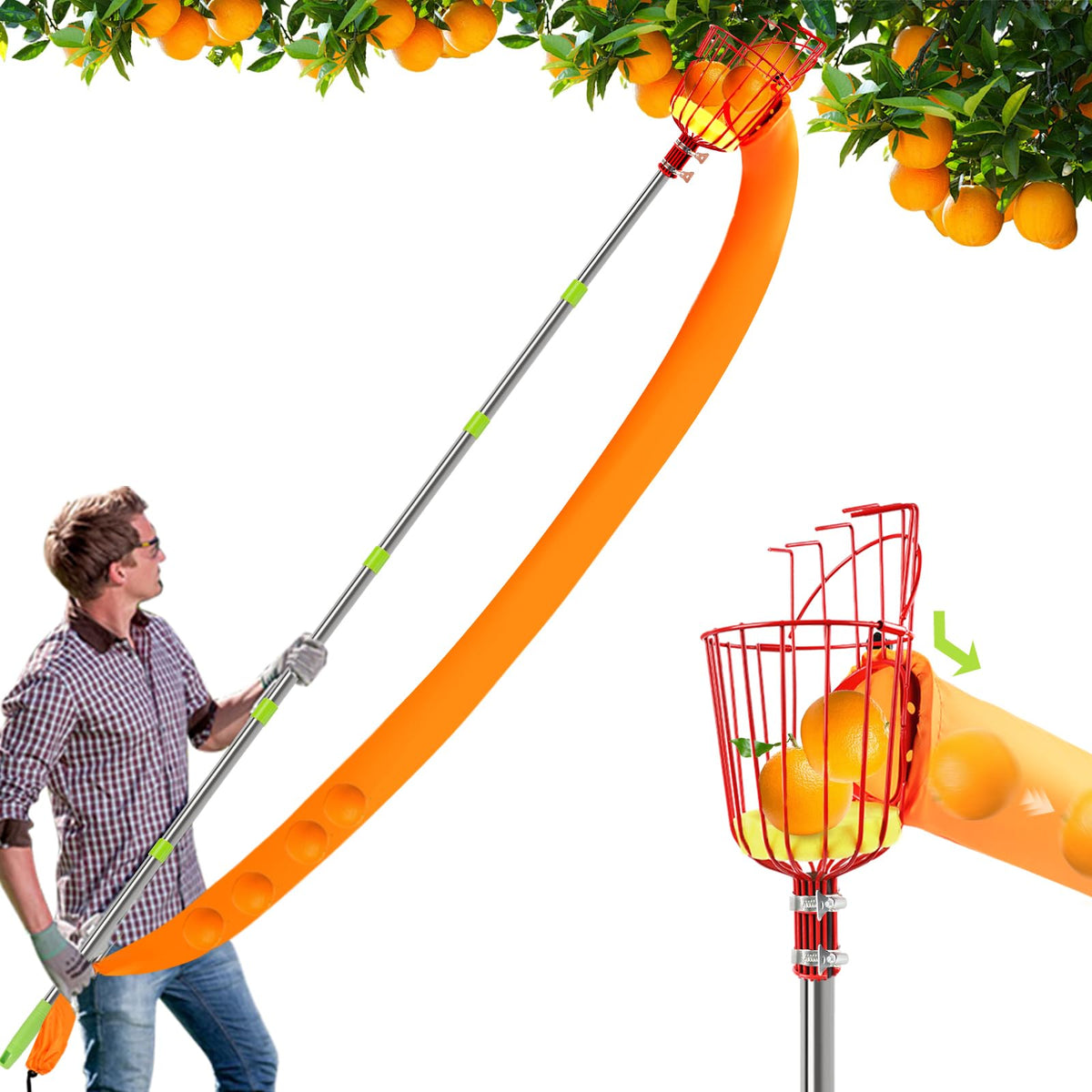 UQM front view with basket showing secure pick and gentle fruit handling