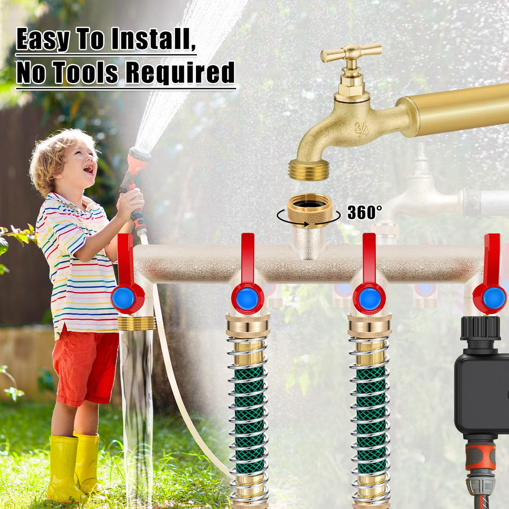 UQM splitter powering garden sprinklers showing simultaneous multi-zone watering