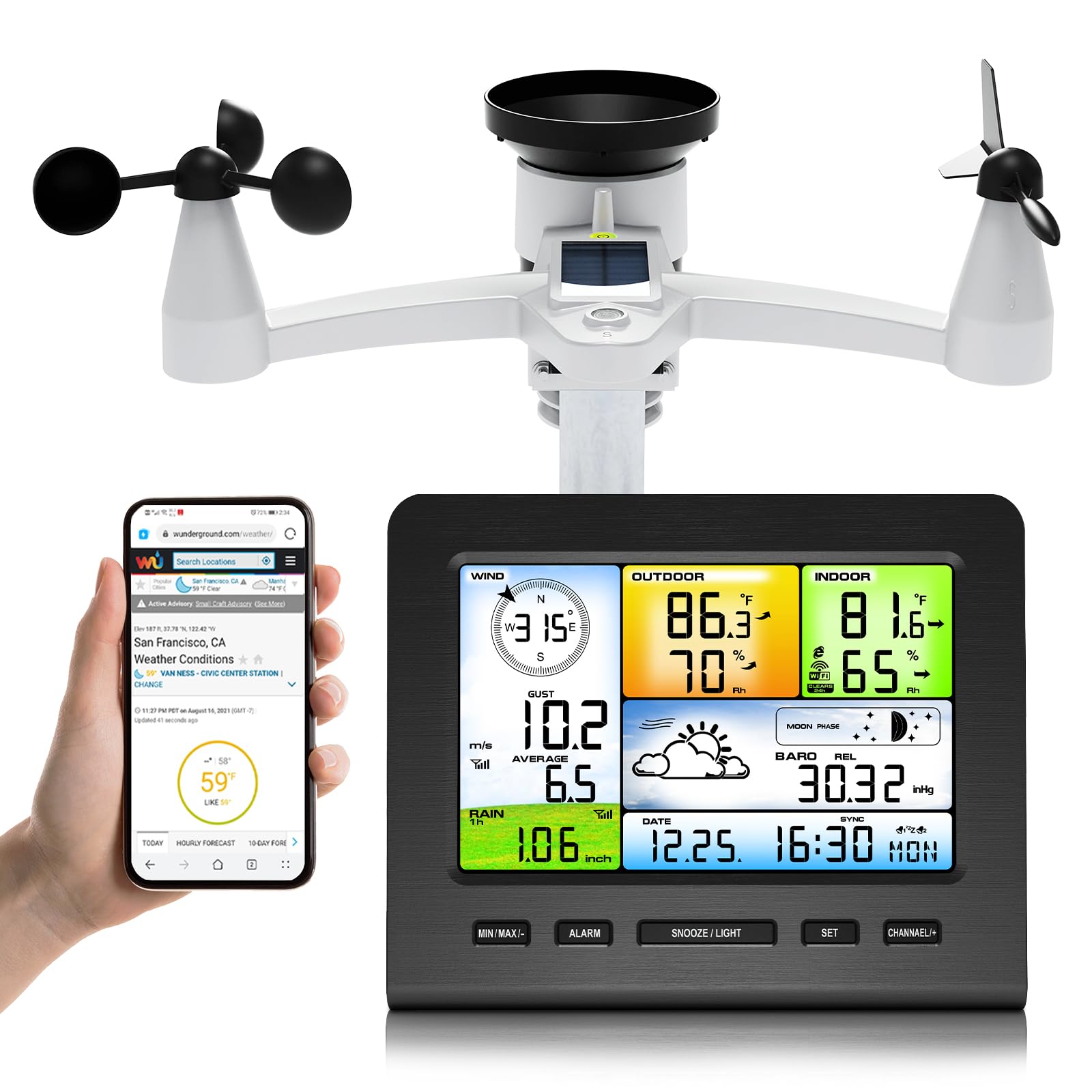 Urageuxy console front display showing clear weather data and quick reference benefits