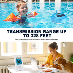 Urageuxy sensor floating on pool water demonstrating waterproof durability and accurate readings