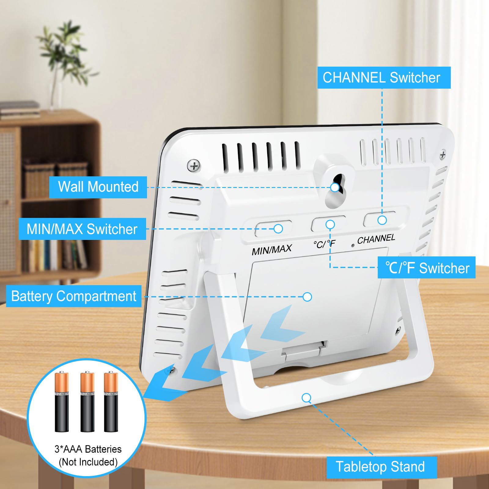 Urageuxy next to a hand for scale showing compact size and easy placement convenience