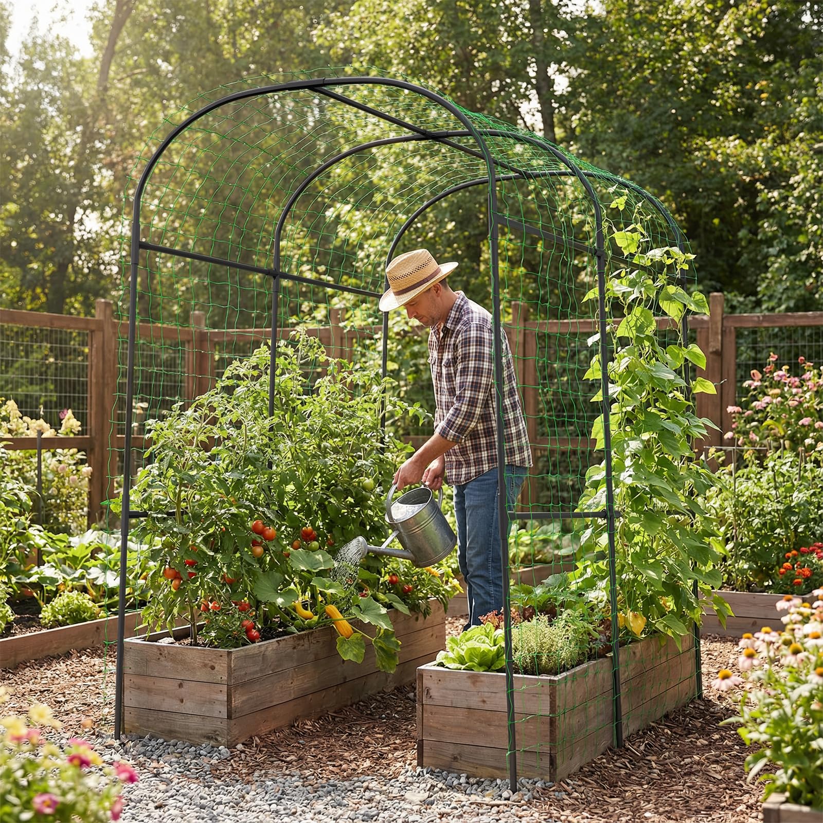 UrGROWA arch supporting climbing cucumbers to increase vertical yield benefit