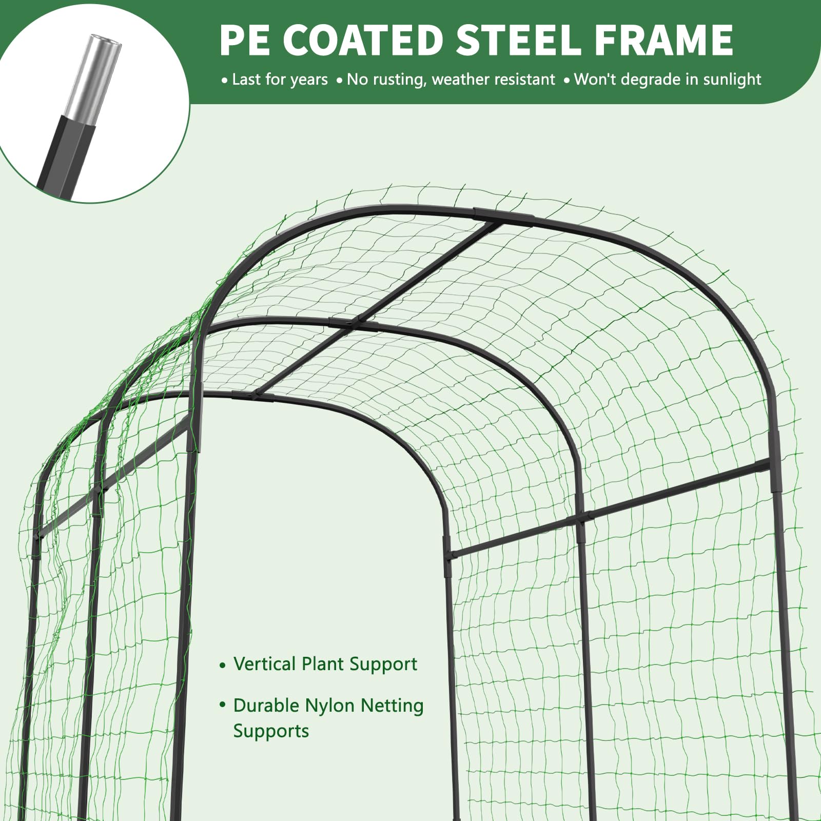 UrGROWA arch set in a backyard creating an attractive support feature benefit