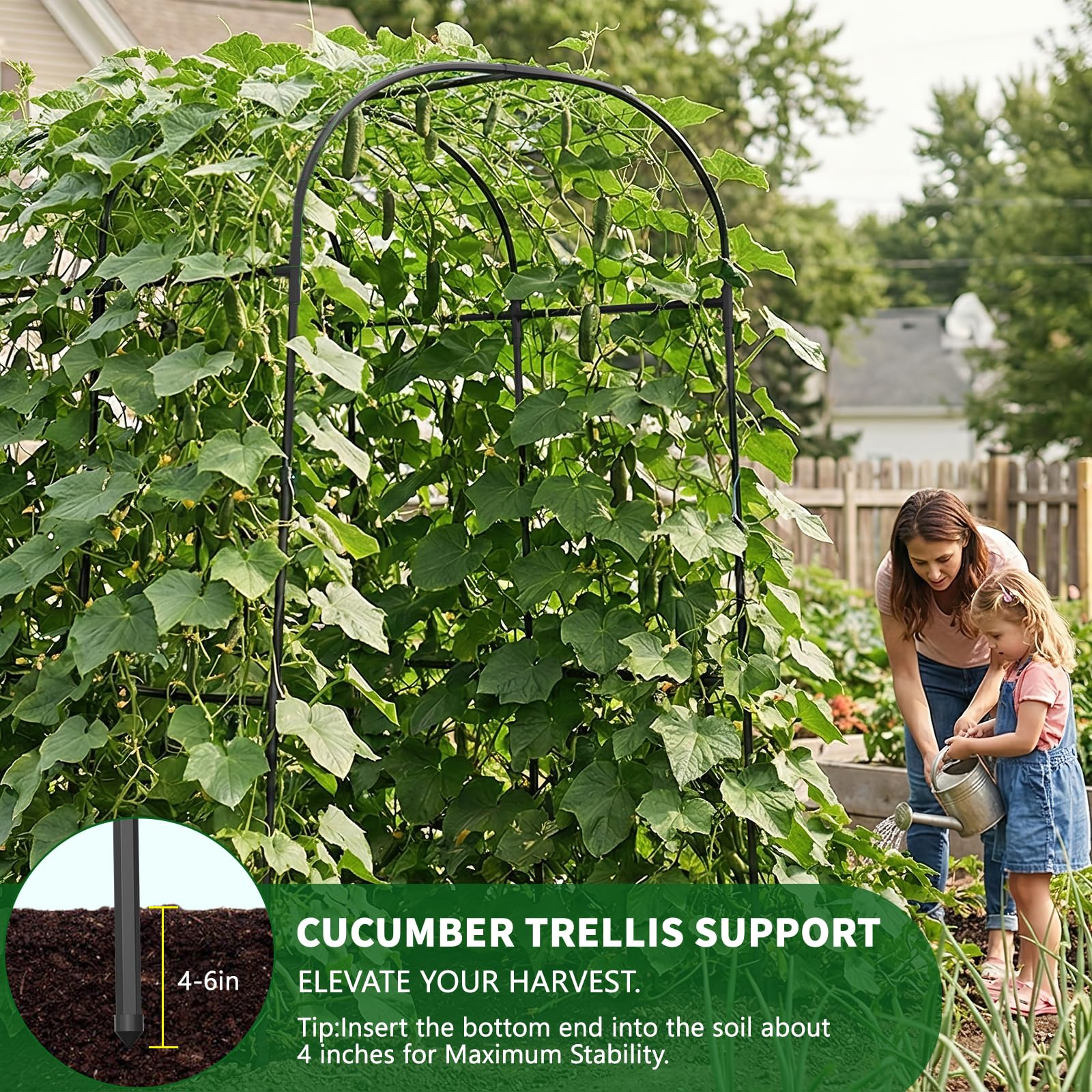 UrGROWA arch next to a person illustrating 83-inch height and scale benefit