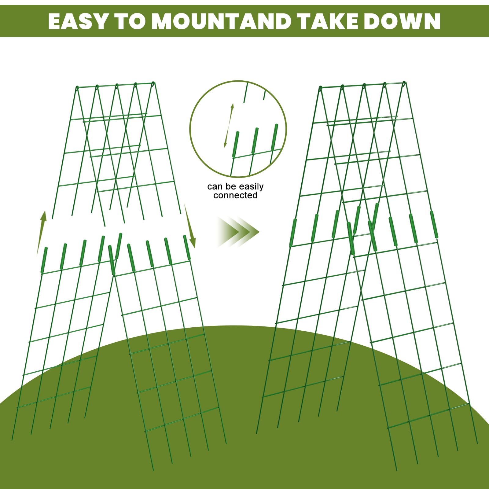 UrGROWA trellis supporting cucumbers in garden for healthier vertical growth