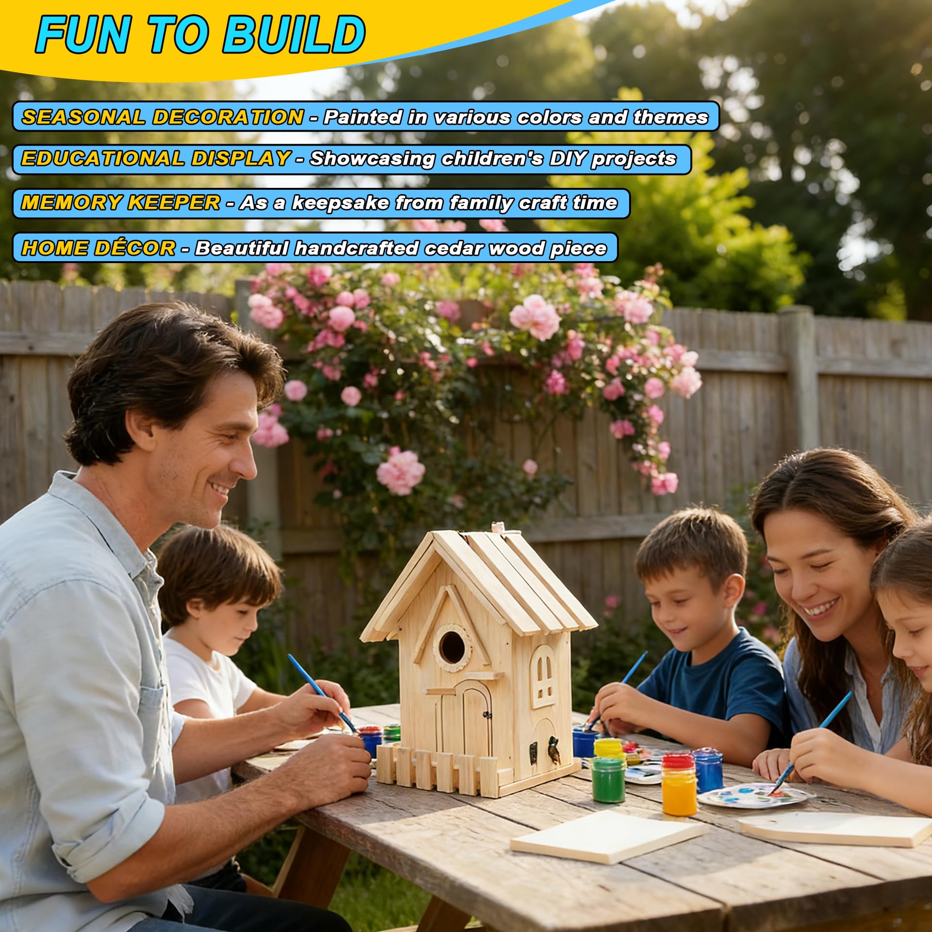 URMYONLY finished painted birdhouse in garden enhancing outdoor decor