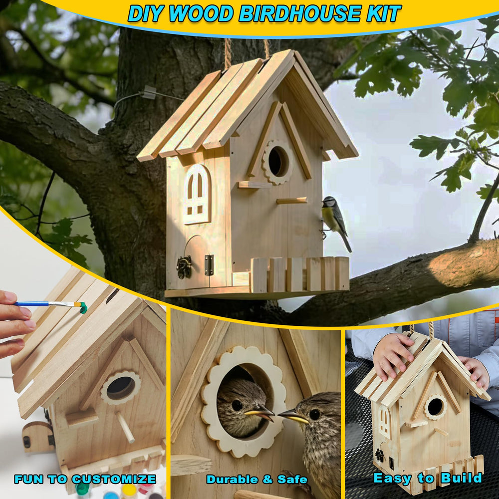 URMYONLY birdhouse next to common items showing compact size and scale